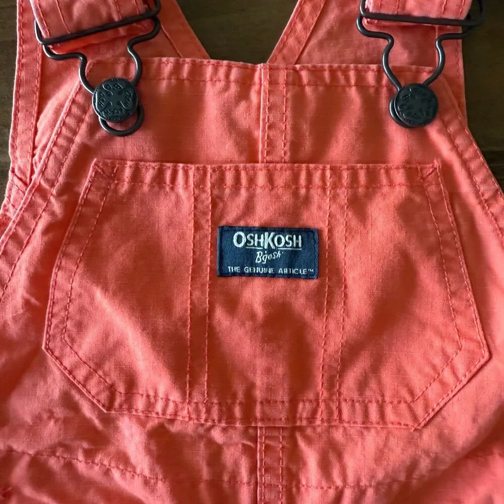 Vintage OshKosh B'gosh Neon Orange Shortalls Overalls in 2T 🧡